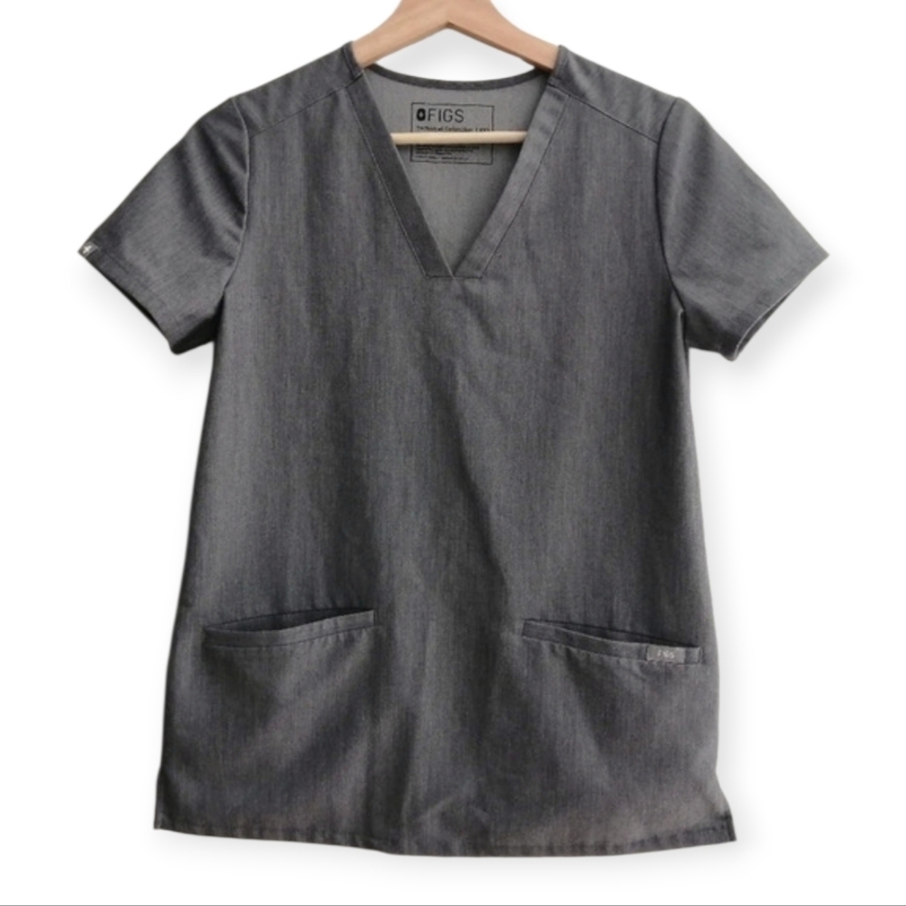 Figs Casma 3 Three Pocket Short Sleeve Scrub Top Grey XXS